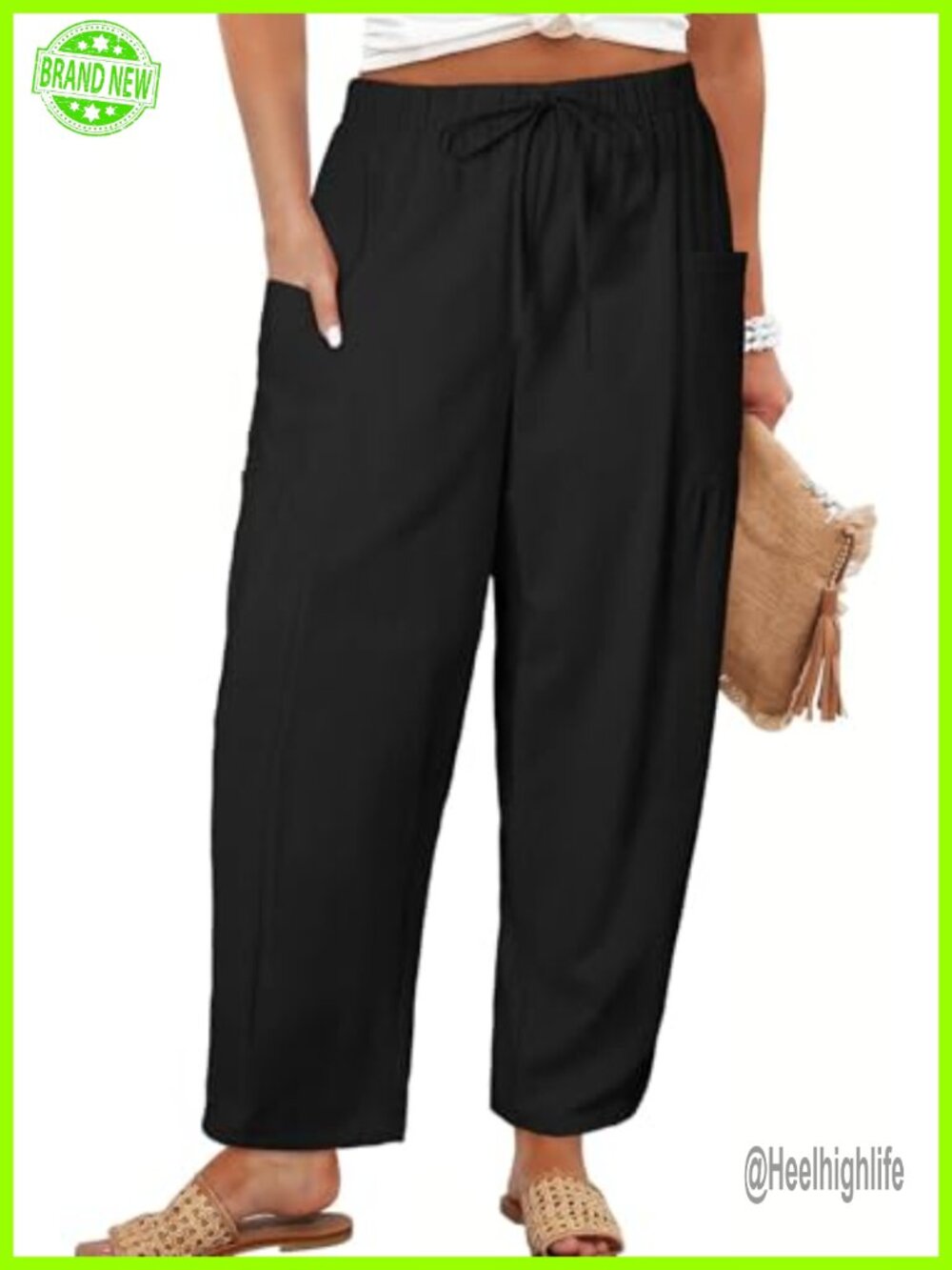 Plus Size Elastic Waist Palazzo Pants with Pockets